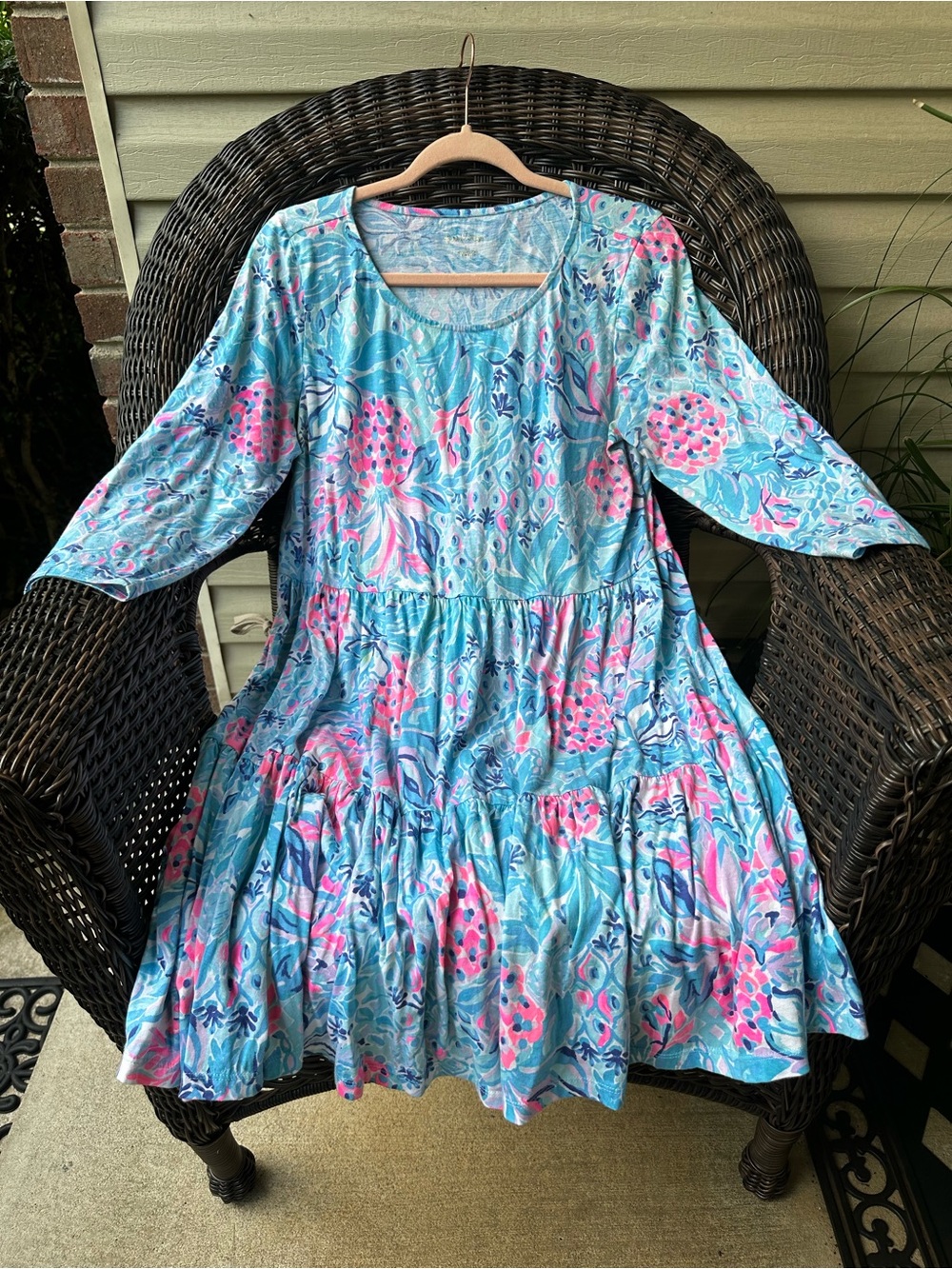 Lilly Pulitzer Geanna Swing Dress Zanzibar Blue Party Princess L